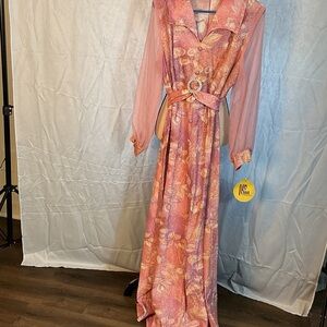 True Vintage Lilli Ann 1970s Floral Maxi Dress Womens M